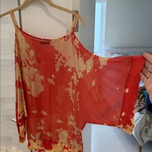 OGL Vibrant Orange Tie Dye Sheer Top